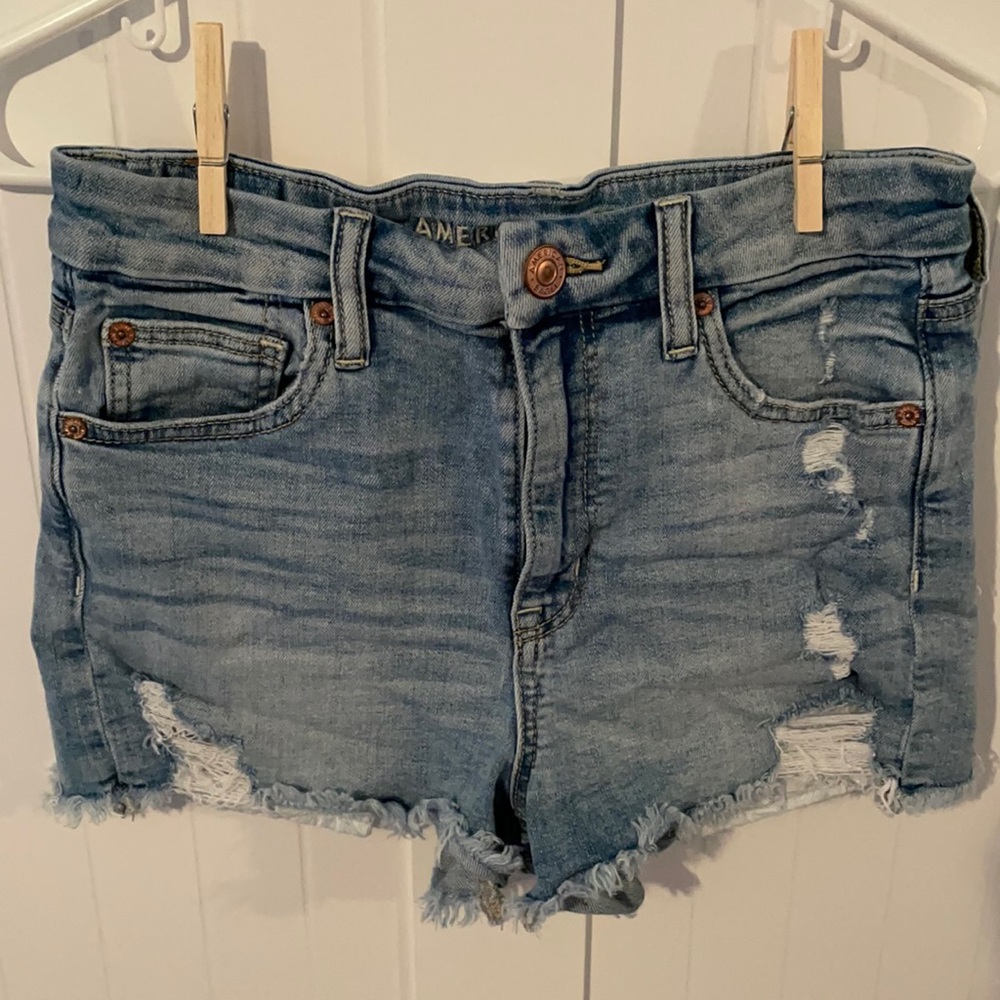 AE 🦅 2 Curvy Hi Rise Shortie Jean Denim Shorts